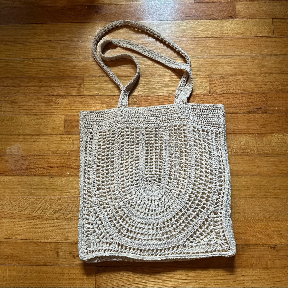 Universal Thread Crochet Knit Tote in Natural Beige